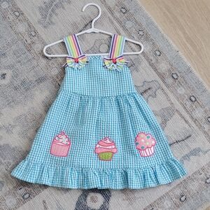 Emily Rose Baby Girls Turquise Seersucker Glitter Cupcake Party Dress Sz18m